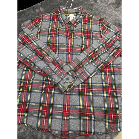 L.L. Bean Tops - L.L.Bean Women’s XXL Relaxed Fit, multi-coloured plaid flannel shirt #plaidshirt